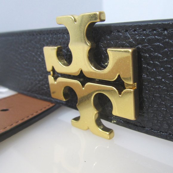 Tory Burch Wide Reversible Belt 1 1/2'' Black Tan - Picture 3 of 5